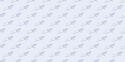 Blue paper plane seamless repeat pattern vector background