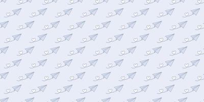 Blue paper plane seamless repeat pattern vector background