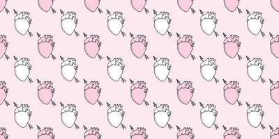 Pink anatomical hearts seamless  pattern vector background
