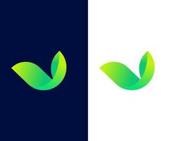 letter u and l with leaf modern business logo design template vector