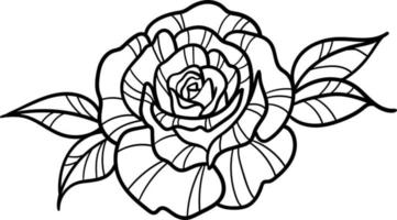Vector rose clip art, line art illustration