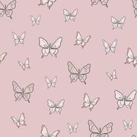 Nude butterfly vector pattern background.