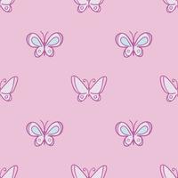 Simple pastel pink cartoon butterfly pattern for kids, cute vector repeat