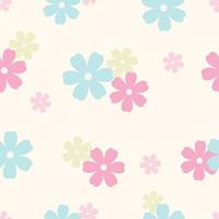 Floral vector pattern. Flower seamless repeat pattern background. Pastel colorful pattern.