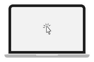 Laptop monitor with mouse cursor. Vector illustration