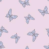 Purple and blue, pastel butterfly vector pattern background.