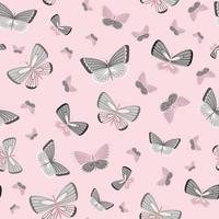 Girly butterfly pattern, seamless vector background.