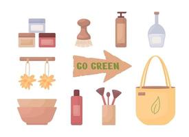 Go green semi flat color vector objects set. Editable elements. Full sized items on white. Simple cartoon style illustrations pack for web graphic design and animation