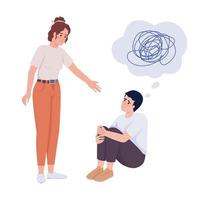 Mental support semi flat color vector characters. Editable figures. Full body people on white. Help with psychological problems. Simple cartoon style illustration for web graphic design and animation