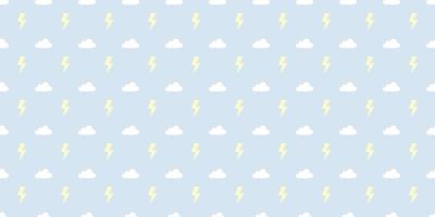 Storm, sky with clouds and thunder seamless repeat pattern vector background