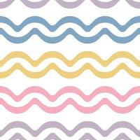 Colorful wavy stripes, geometric vector pattern, abstract repeat background