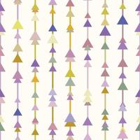 Multicolored arrow print, geometric vector pattern, seamless repeat, vertical stripes with arrows