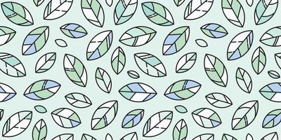 Green geometric leaves seamless pattern background vector
