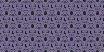 Cat seamless repeat pattern, Halloween vector background