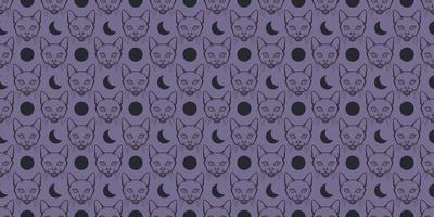 Cat seamless repeat pattern, Halloween vector background