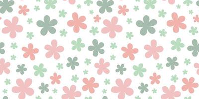 Spring background, floral pattern design with pastel flower doodles vector