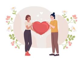 Supportive relationship flat concept vector illustration