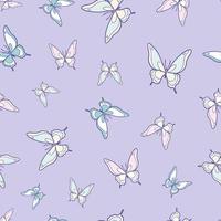 Purple butterfly pattern, vector repeat, seamless background