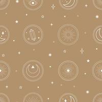 Magical vector pattern design with constellations, sun, moon, stars