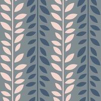 Simple leaf vector pattern, seamless botanical print, garland background