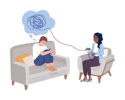 Therapy session semi flat color vector characters. Editable figures. Full body people on white. Professional psychological help simple cartoon style illustration for web graphic design and animation