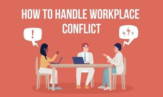 How to handle workplace conflict flat vector banner template