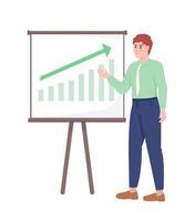 Man presenting effective strategy semi flat color vector character