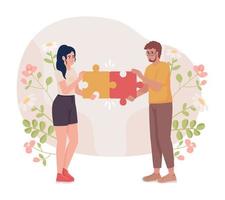 Couple fixing relationship flat concept vector illustration. Supportive relation. Editable 2D cartoon characters on white for web design. Mutual love creative idea for website, mobile, presentation