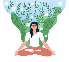 Mind harmony flat concept vector illustration. Woman in lotus position. Editable 2D cartoon characters on white for web design. Mental health care creative idea for website, mobile, presentation
