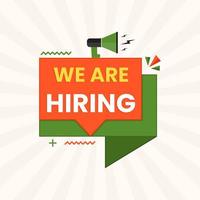 we are hiring join us banner design with Loudspeaker or megaphone vector