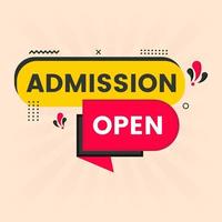 admission open sticker or label design for poster and banners vector