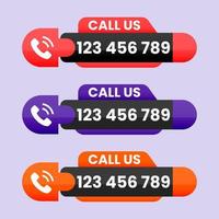 Call us now button call sign with your number vector