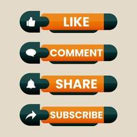 like comment share and subscribe button and text box set vector