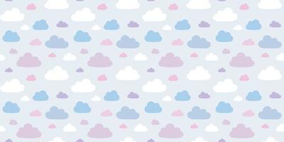 Pastel clouds seamless repeat pattern vector background