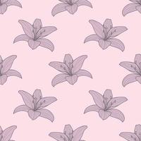 Lily flower, floral seamless repeat pattern, lilies vector