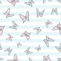 diseño de patrón de repetición sin costuras de mariposa pastel, lindo vector de mariposa