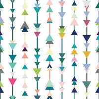 Colorful arrow print, geometric vector pattern, seamless repeat, vertical stripes with arrows