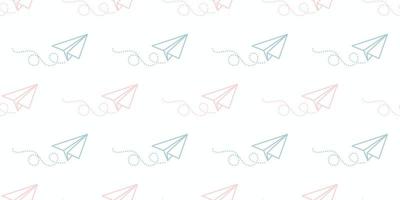 Pastel paper plane seamless repeat pattern vector background