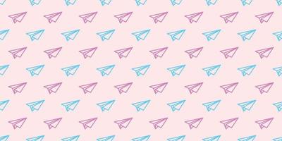 Pink and blue paper plane seamless repeat pattern vector background