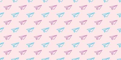 Pink and blue paper plane seamless repeat pattern vector background