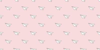 Pink paper plane seamless repeat pattern vector background