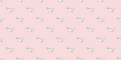 Pink paper plane seamless repeat pattern vector background