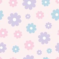 Cute pastel floral vector pattern, seamless repeat pattern design with simple geometric flowers.