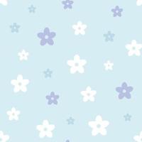 Blue simple floral pattern, random layout, seamless repeat pattern vector background