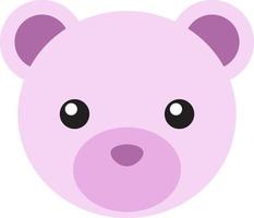 Cute pink bear flat icon, pastel symbol vector