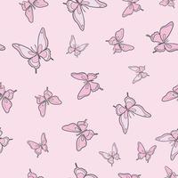 Pink butterfly vector pattern background.