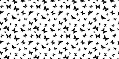 Black, white butterfly silhouette vector pattern background