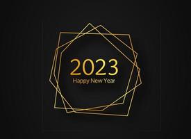 2023 Happy New Year gold geometric polygonal background vector