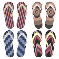 Set of Beach Slippers. Colorful Summer Flip Flops Over White Background vector