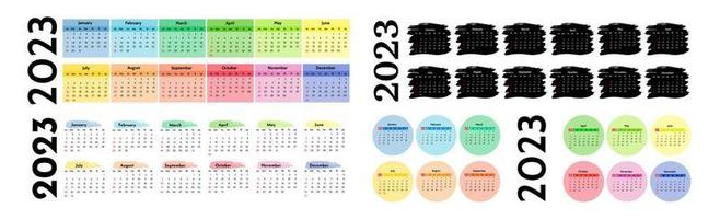 Calendar for 2023 isolated on a white background. Sunday to Monday, business template. Vector illustration